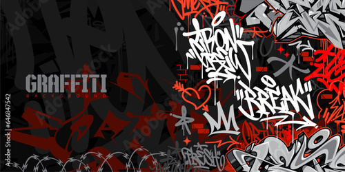 Dark Abstract Urban Style Hiphop Graffiti Street Art Vector Illustration Background Template
