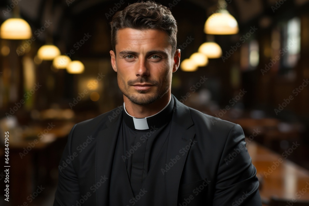 Caucasian Male Priest Background Hard Working Generative AI Caucasian Male Priest Background Hard Working Generative AI