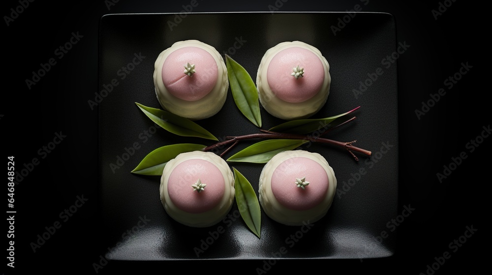 Generative AI, Japanese traditional confectionery cake wagashi, various types of sweets