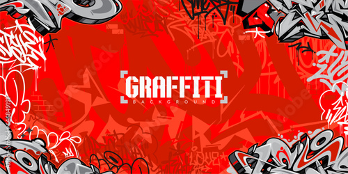Red Colorful Abstract Urban Style Hiphop Graffiti Street Art Vector Illustration Background Template