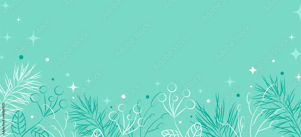 Vector.Merry Christmas and Happy New Year.Card.Poster.Cover.Packaging.Christmas Design; Minimalism; Line Art; On Blue Background White Pine Branches; Cones; Snowflakes.Snow.Winter.Holiday.Weekend. Vector.Merry Christmas and Happy New Year.Card.Poster.Cover.Packaging.Christmas Design; Minimalism; Line Art; On Blue Background White Pine Branches; Cones; Snowflakes.Snow.Winter.Holiday.Weekend.