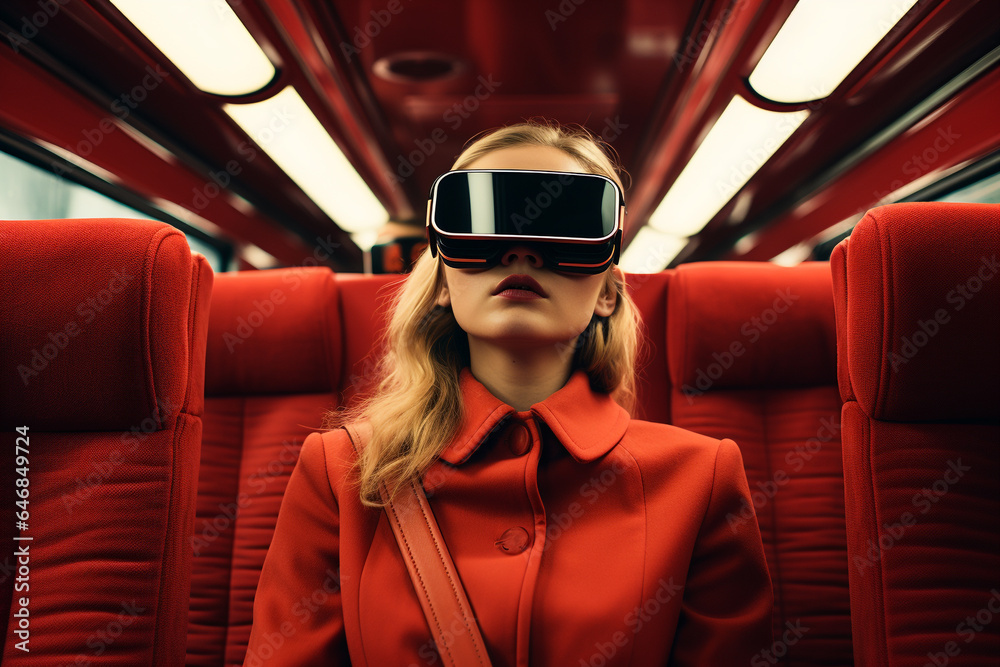 VR glasses. helmet device that allows you to partially immerse yourself in the world of virtual reality, creating visual and acoustic effect of being present in a space defined by a control device