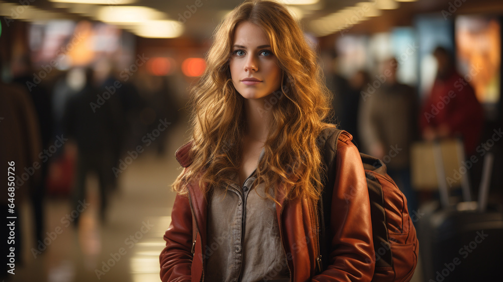 young woman walking in the train station at night, travel and lifestyle concept. young woman walking in the train station at night, travel and lifestyle concept.