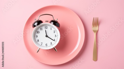 clock on a plate with a fork lunchtime image