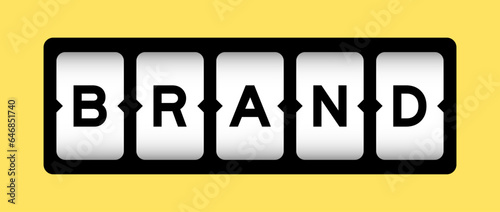 Black color in word brand on slot banner with yellow color background