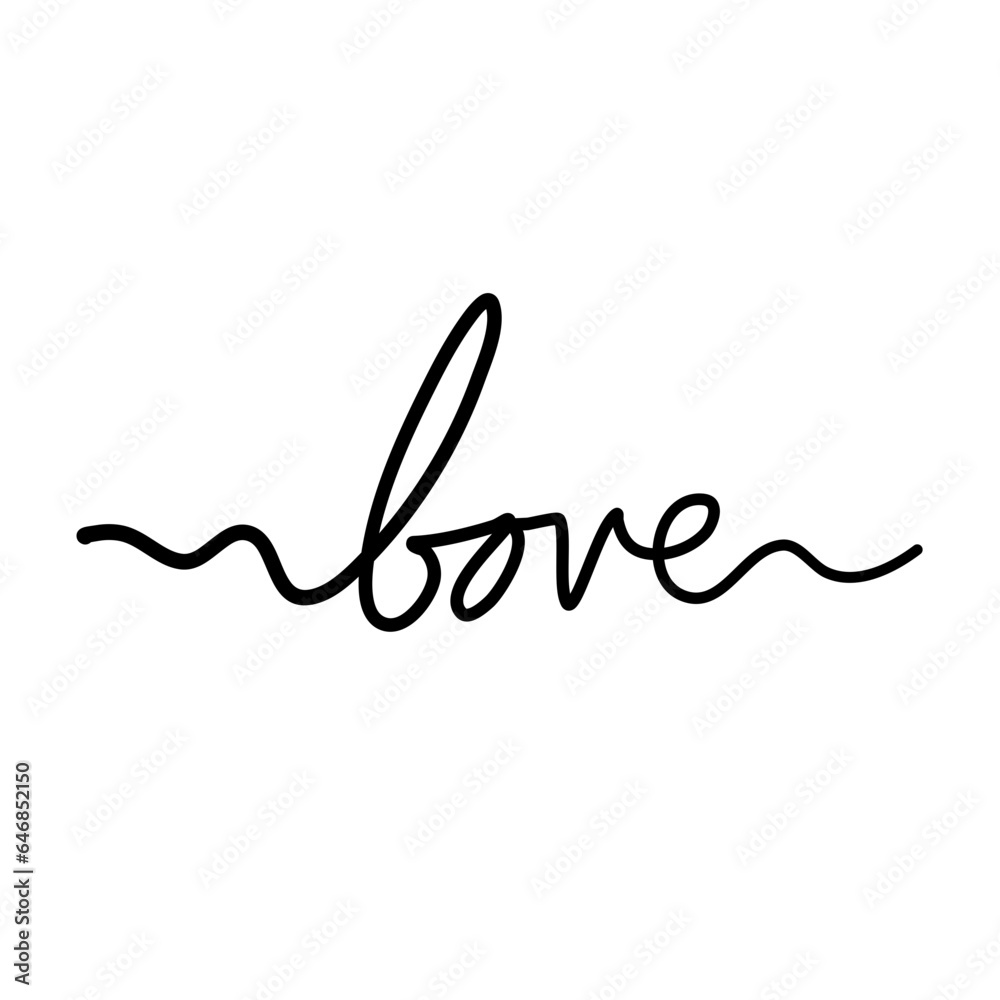 Continuous line script cursive text love Continuous line script cursive text love