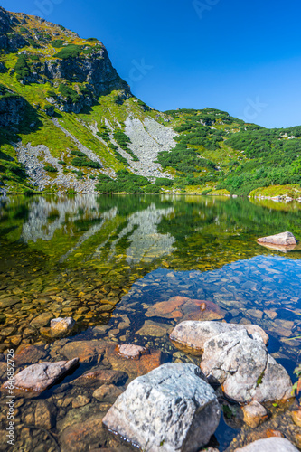 An autumn view of the Rohace Mountain Lakes. Western tatras. One of the most popular travel destination in Slovakia.