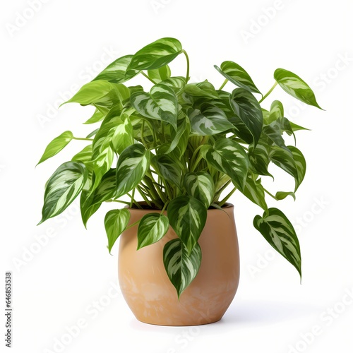 Pothos pot plant isolated on white. Indoor Decorative houseplant collection.