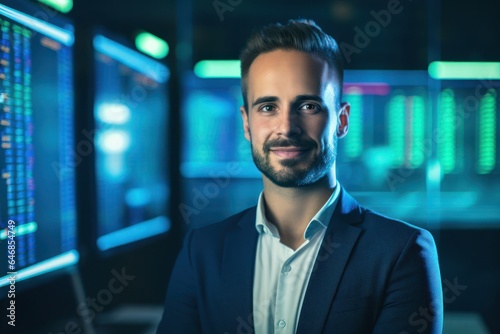 Caucasian Man Software Developer Backdrop Smart Generative AI