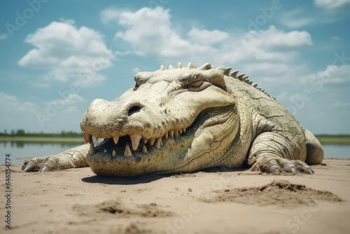 crocodile on a shore of a lake © purich