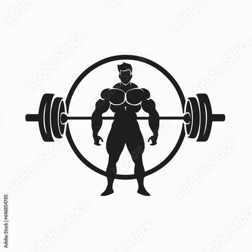 man with barbell as gym logo