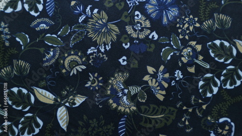 Fotografija Fragment of colorful retro tapestry textile pattern with floral ornament useful