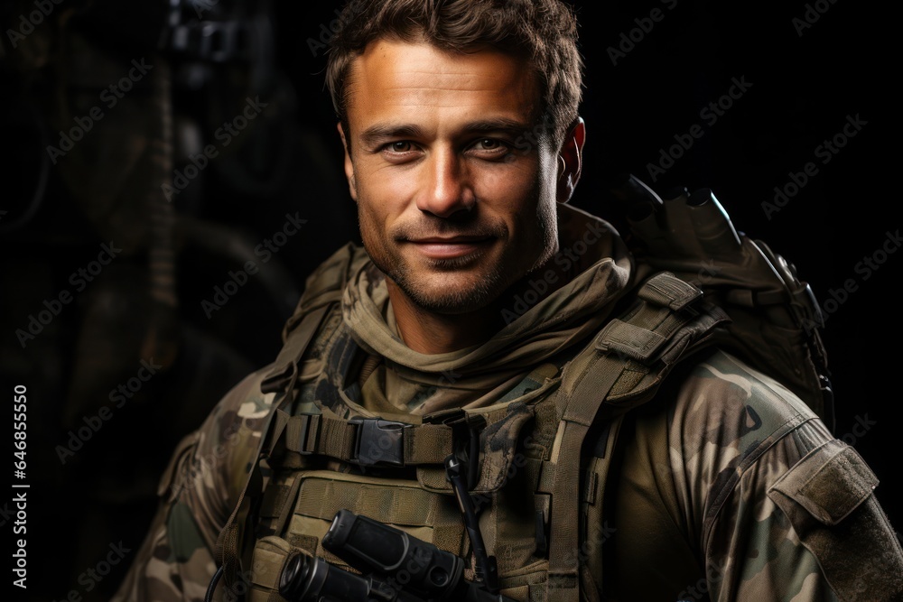 Caucasian Male Soldier Background Scene Smart Generative AI