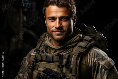 Caucasian Male Soldier Background Scene Smart Generative AI