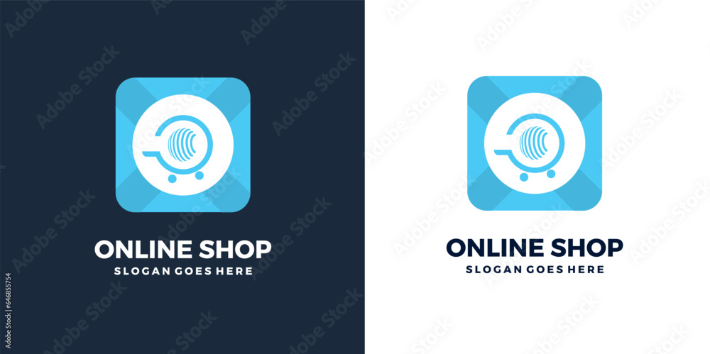 Online E Commerce Shop Store Market Supermarket Company Brand Mobile app Simple Creative Unique Flat Logo Design.