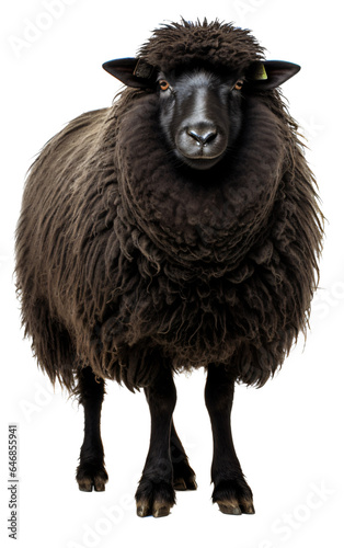 Black sheep isolated on the transparent background PNG.