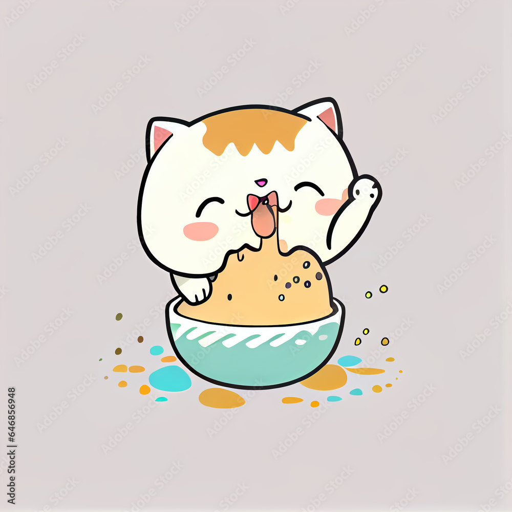 kawaii cat clipart,solid white backgrond, Ai generated image kawaii cat clipart,solid white backgrond, Ai generated image