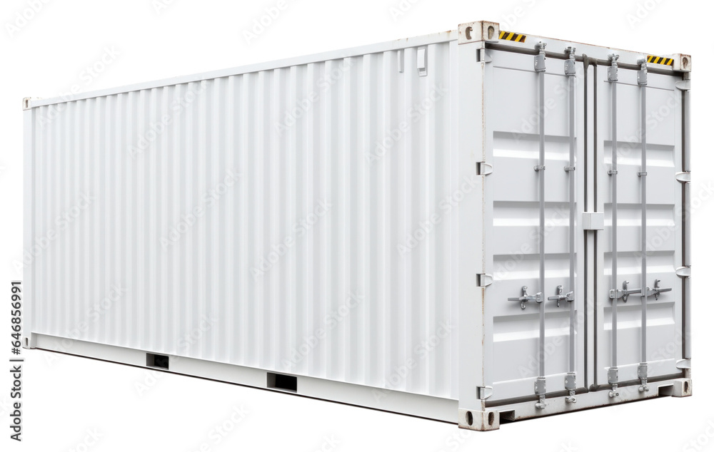 White shipping container isolated. - obrazy, fototapety, plakaty 