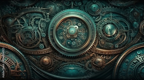 steampunk  backgrounds  industrial  vintage  retro  gears  machinery  clockwork  Victorian  technology  gears and cogs  mechanical  grunge  steam-powered  fantasy  industrial generative ai
