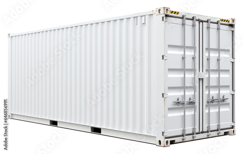 White shipping container isolated.