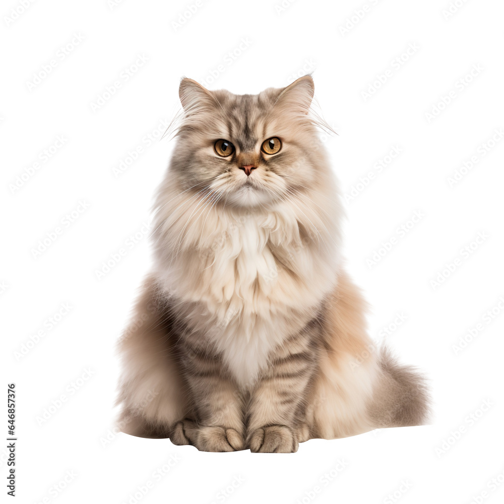  Persian Domestic Cat isolated White Background