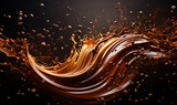 Coffee liquid swirls like a tornado with coffee beans, detailed photography for advertising elements and design elements