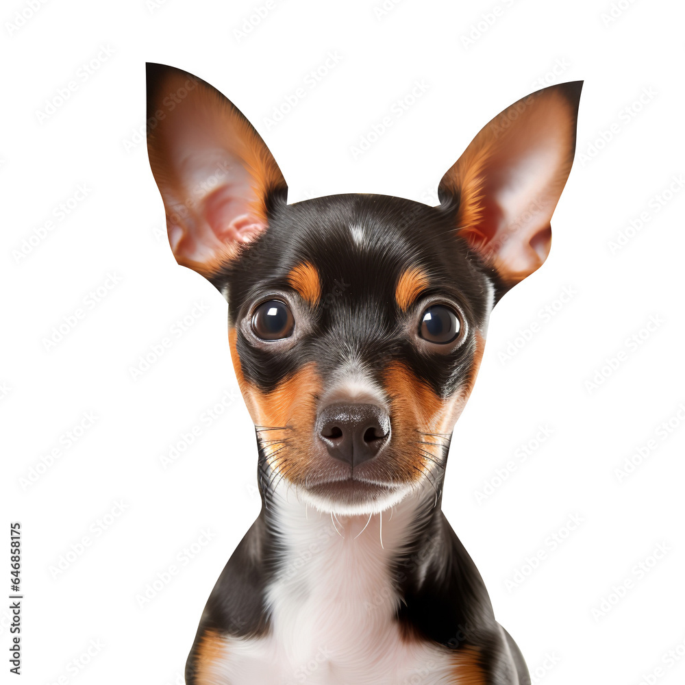 Jack Russell Terrier standing against white background