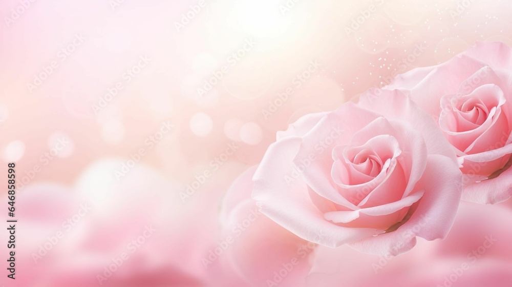 Fototapeta premium Ai generated illustration of a soft pink background with blossoming roses