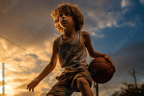 A boy practices his basketball skills © arhendrix