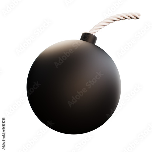 Fotografija Old black bomb for warrior cartoon and game asset icon set on isolated backgroun