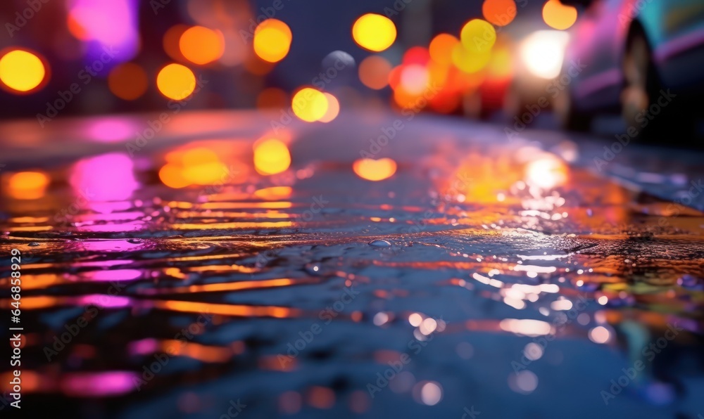 Wet asphalt with neon light. Wet asphalt with neon light.