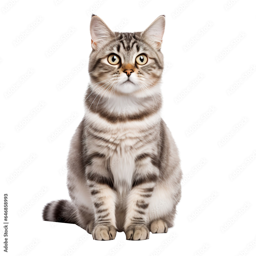 cat watching towards the camera isolated on white background