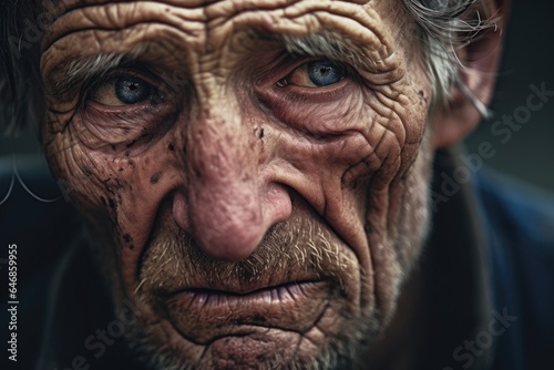 Portrait of sad old man crying. Depressed stressed pensioner sorrow. Tearful elderly man. © DenisNata