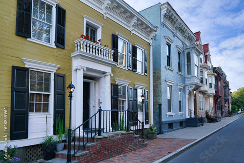 Street of well preserved houses built in the 1700s, Schenectady, New York photo