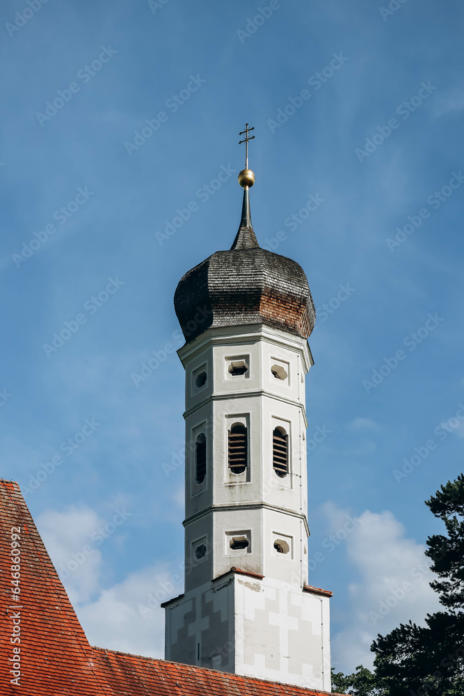 Schwangau, Germany - August 12, 2023: Saint Coloman Church in Schwangau, Bavaria, Southern Germany