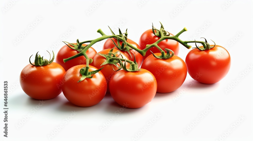 AI generated illustration of ripe tomatoes on a white background AI generated illustration of ripe tomatoes on a white background