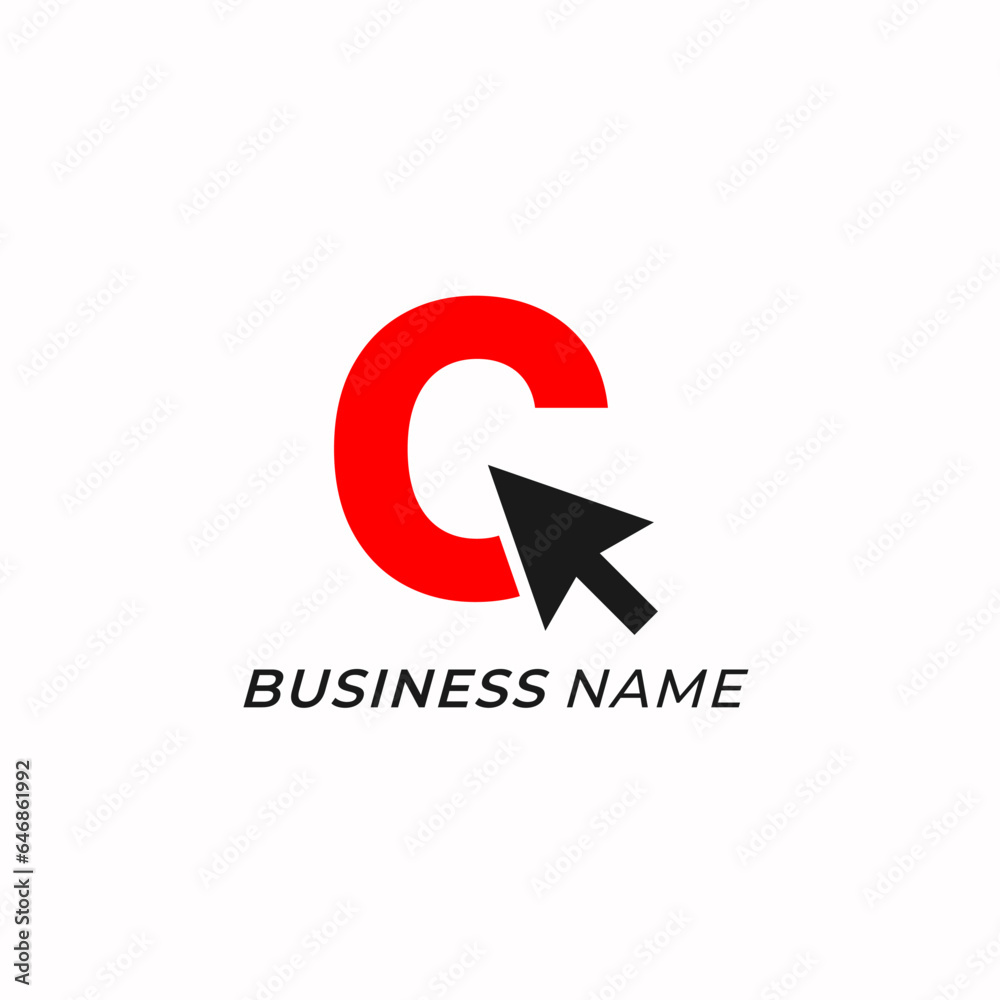 design logo combine letter C and arrow mouse design logo combine letter C and arrow mouse