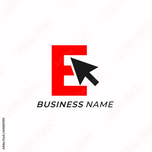 Free Download logo design creative mouse arrow and letter E - GFXLoad