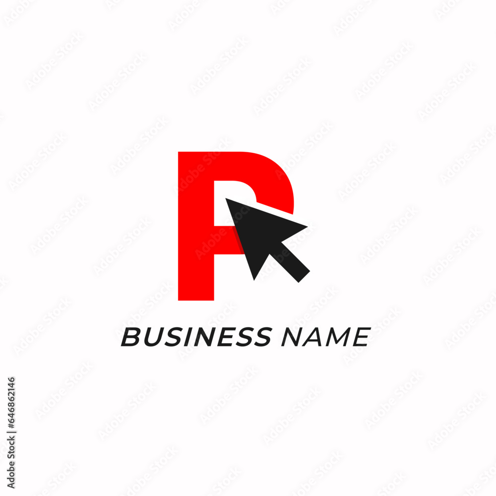 design logo combine letter P and arrow click