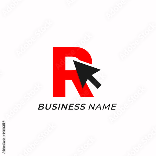 design logo combine letter R and arrow click