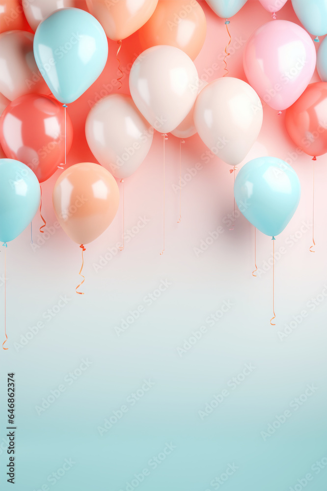 Balloons on baby pastel colors background with copy-space Balloons on baby pastel colors background with copy-space