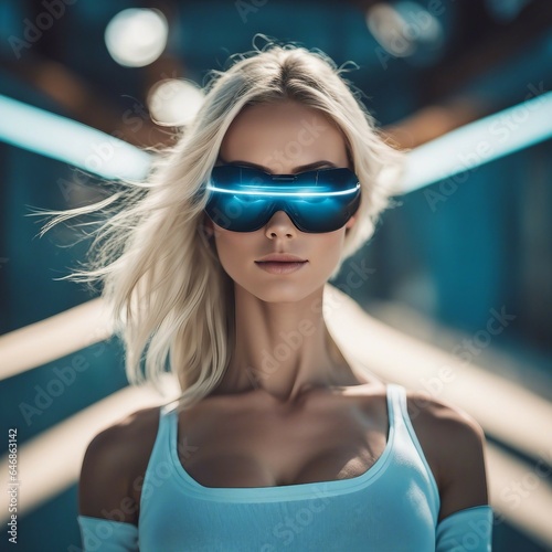 portrait of a futuristic  woman in sunglasses