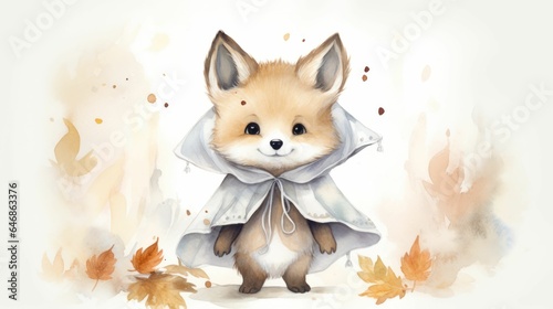 AI generated illustration of a cute, cartoonish fox on a white background © Al Exo/Wirestock Creators