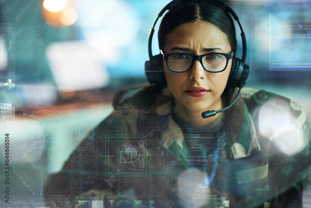 Portrait Army Communication And Double Exposure With A Woman User portrait-army-communication-and-double-exposure-with-a-woman-user