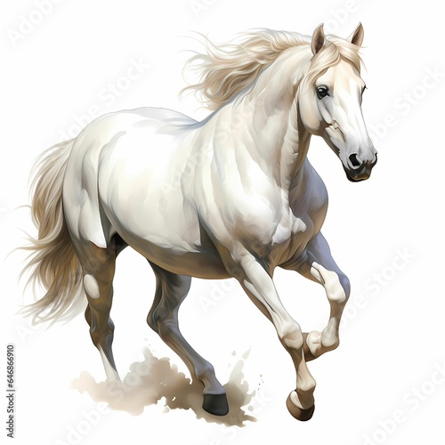 AI generated illustration of a white horse on a white background in watercolor