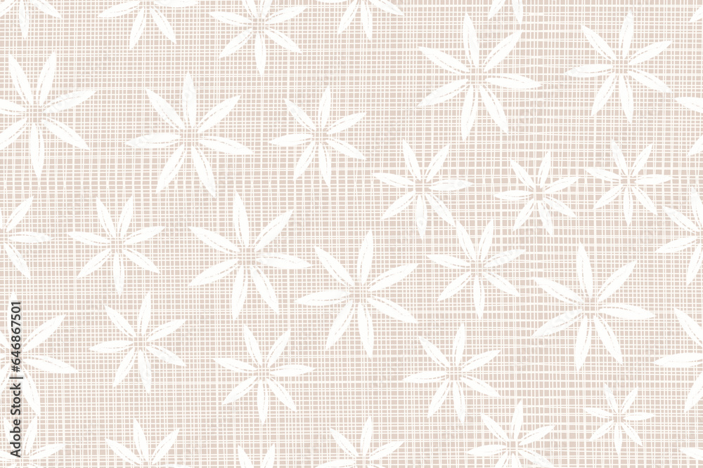Gray Linen fabric Texture, Background Texture printed with White Flowers. Seamless pattern. Organic Yarn for Wallpaper, Fabric Packaging, print, curtain motifs and others Gray Linen fabric Texture, Background Texture printed with White Flowers. Seamless pattern. Organic Yarn for Wallpaper, Fabric Packaging, print, curtain motifs and others