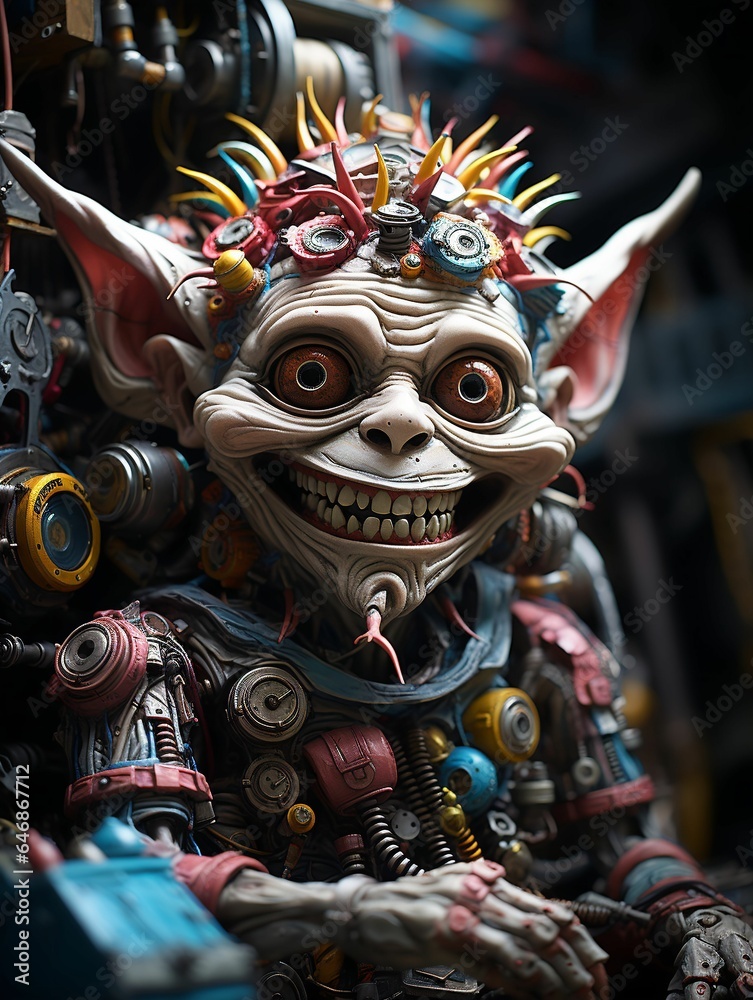 Fototapeta premium AI generated illustration of a strange and eerie figure with a sinister grin