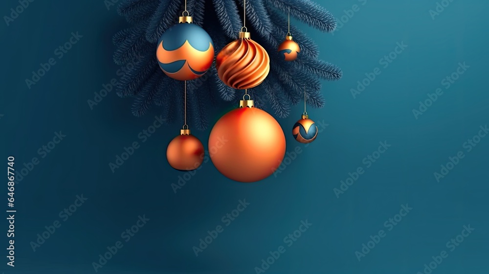 Fototapeta premium Minimalistic design Merry Christmas and Happy new year. Festive design with decorative elements.