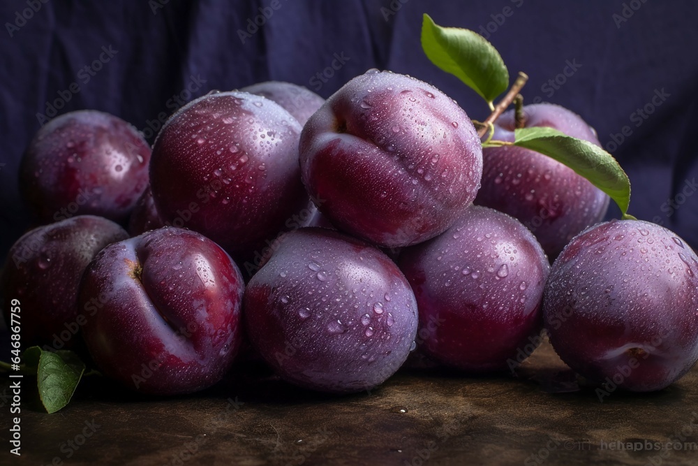Obraz premium a bunch of plump purple plums, showcasing their smooth skin and sweet-tart taste