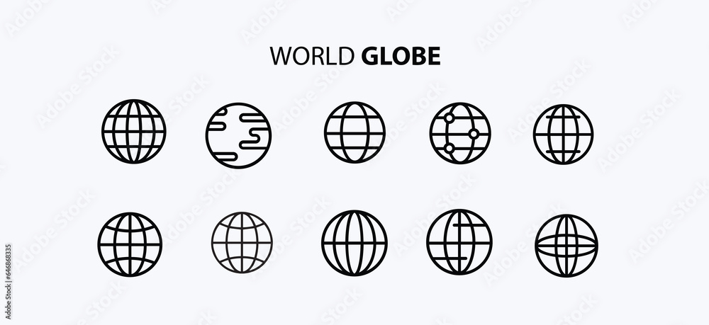 Globe Icons set. GLOBE - thin line vector icon se
